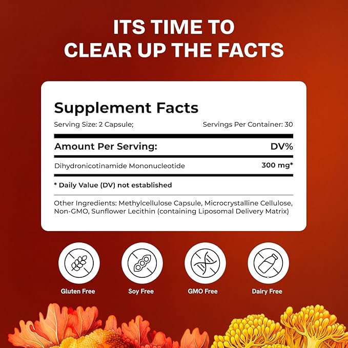 Liposomal NMNH Supplement 300mg – Boosts NAD Anti-Aging, Energy & Focus – NMM Capsules Alternative to for Cellular Vitality – Third-Party Tested, 120 Vegan Capsules | 2 Packs