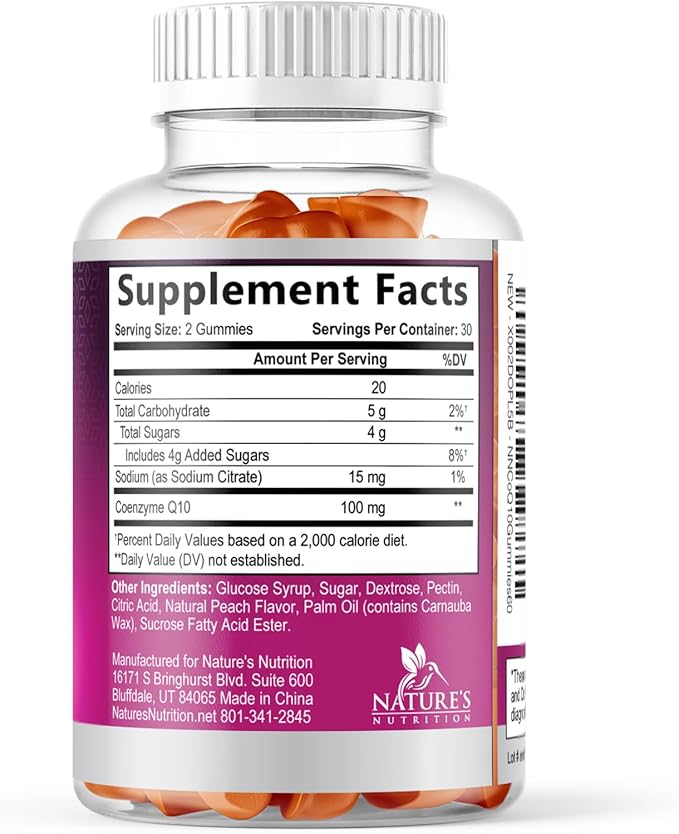 CoQ10 Gummies 100mg Per Serving - 3X Strength, High Absorption, Antioxidant Supplement for Heart Health Support & Energy Production, Ultra Coenzyme Q10 Vitamins, Coq 10 Supplements - 60 Gummies