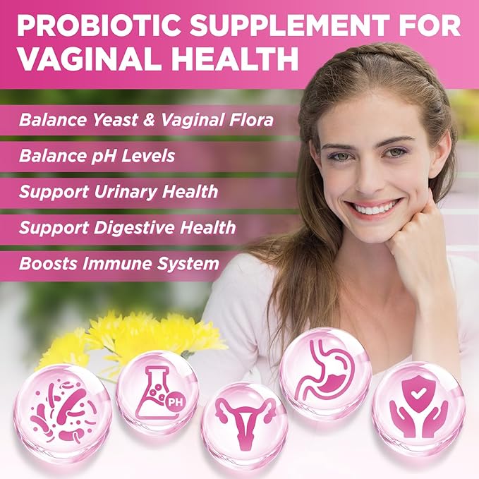 Vaginal Probiotics Gummies for Women Balanced pH, 50 Billion CFUs for Feminine Vaginal odor & Flora, Cranberry, D-Mannose, Vitamin C for Yeast Balance & Immune Health, Sugar Free, Pineapple, 60 Chews