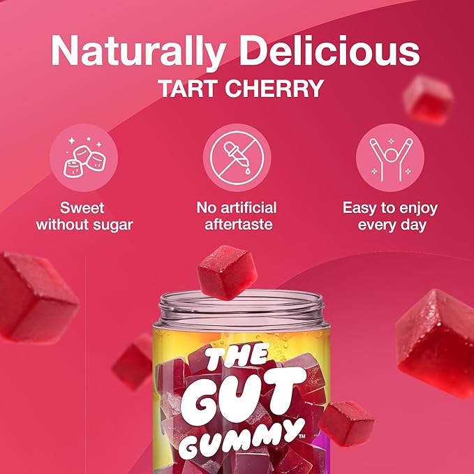 GG360 - Gut Health for Women & Men, Pre Post Probiotics Gummies for Digestive Health, Constipation, Tribiotics for Bloating, Immune Support, Skin & Belly Fat, Tart Cherry – 60 Count