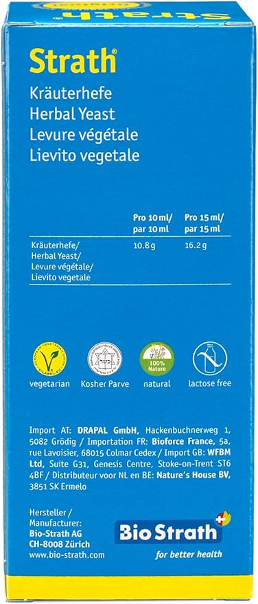 Strath, Fermented Herbal Yeast Postbiotic | 8.4 Fl Oz Daily Nutritional Supplement Liquid | Supports Metabolism | Vegetarian | Lactose-Free | No Artificial Additives | Single Count