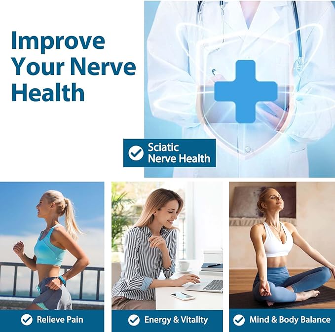 Sciatic Nerve Health Support Supplement - 120 Capsules Advanced Nerve Comfort Formula with R-ALA and Vitamin B Complex - Soothes Leg & Back Discomfort, Supports Nerve Function