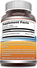 Amazing Formulas Vitamin B6 Supplement | 100 Mg per Serving | Tablets | Non-GMO | Gluten-Free | Made in USA (1 Pack, 500 Count)