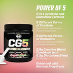 PMD Sports CG5 Premium Creatine & L Glutamine Powder, Power Recovery, Build Lean Muscle, Increase Workout Performance, Maximum Strength Pre Workout & Post Workout, Strawberry Watermelon, 30 Servings