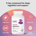 PureFormulas - Melatonin 3 mg - Supports Circadian Rhythms, Restful Sleep, and Relaxation - Pure Melatonin 300 mcg Antioxidant Soy-Free, Dairy-Free - 120 Tablets