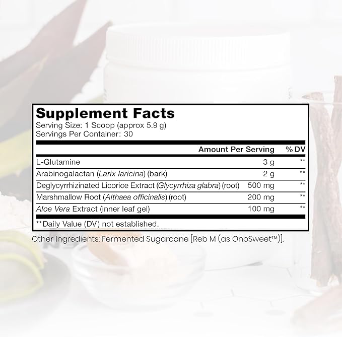 Pure Therapro Rx Leaky Gut Defense - Gut Health Supplement with L-Glutamine, Licorice Root Extract, Marshmallow Root, Aloe Leaf, Larch Arabinogalactan - Made in USA - 30 Servings Powder
