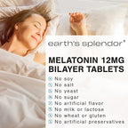 Earth's Splendor Melatonin 12 MG Bilayer Tablets, Sleep Aid Supplement, 60 Count - 2 Month Supply Melatonin