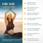 Vykee Nutrition Folic Acid Capsules - Supports Body Processes, Prenatal Health and Energy - Vitamin B9 Supplement for Women - Vegan, Non-GMO, Gluten Free - 1100 mcg, 120 Count