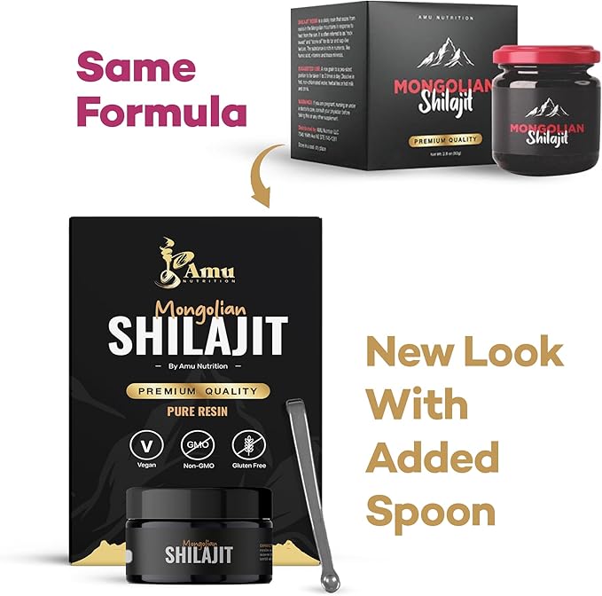 AMU NUTRITION Pure Organic Mongolian Shilajit Resin - Himalayan Shilajit Supplement for Men and Women, 100% Pure, Natural, and Black Shilajit Resin - Natural Source of Fulvic Acid (50 Gram)