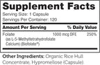 Zahler Methylfolate - Supports Healthy Fetal Development and Genetic Health - Methylated Folic Acid from 1000 mcg DFE L-Methylfolate - Kosher Non GMO Methyl Folate Supplement for Women (120 Capsules)