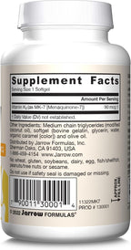 Jarrow Formulas MK-7 90mcg-Bioactive Form of VIT K2-60 Servings(Softgels)-for Bone & CV Health-VIT K2 MK-7 Dietary Supp-K2 VIT Supp MK-7-Gluten Free,12 Pack