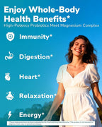Vitalibre Probiotic with Magnesium Complex for Women Men, 50 Billion CFU, 9 Strains, Magnesium Glycinate Citrate Malate for Digestion, Immunity, Bone, Energy & Recovery, 120 Vegan Capsules, Non-GMO