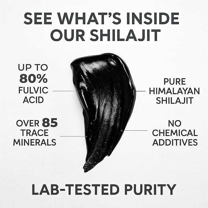 Shilajit Authentic Himalayan Shilajit Resin for Men & Women, High Fulvic Acid, Energy & Stamina, Immune Support, 85+ Trace Minerals, Lab Tested Organic Shilajit Resin, 100% Natural, 30 Grams