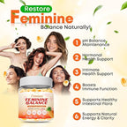 Sugar Free Feminine Balance Gummies for Women - Pineapple Gummies for Women PH Balance, Healthy Odor, Yeast Balance & Flora - Vegetarian Friendly - 60 Count