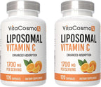 Liposomal Vitamin C Supplement, 1700mg, 120 Capsules 100% Vegetarian, Non-GMO & Gluten Free, High Absorption - 2 Pack