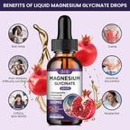 Magnesium Glycinate Liquid Drops 500mg, with Vitamin B6, Ashwagandha, L - Theanine, Chamomile, Magnesium Glycinate Supplement High Absorption for Sleep, Stress, Energy, Mood - Pomegranate Flavor