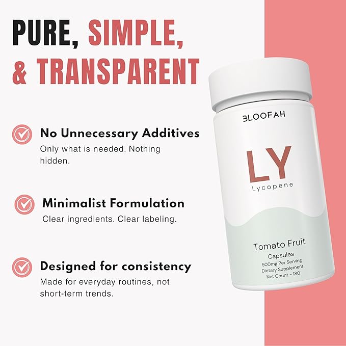 Lycopene Supplement Capsules 500mg – Tomato Fruit Powder with Natural Lycopene for Antioxidant & Daily Wellness Support | Gluten Free, Non-GMO Lycopene Supplements for Men
