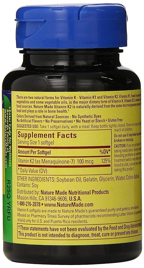 Nature Made Vitamin K2 100 mcg Softgels 30 (3) (Packaging May Vary)
