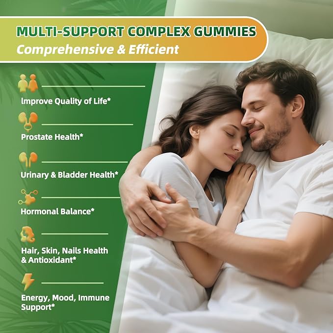 Lukaree Saw Palmetto for Men & Women, 15 in 1 Saw Palmetto Extract Gummies with Pumpkin Seed Oil, Prostate Health Supplements for Men, Advanced DHT Blocker, Hair & Urinary Health Support, 2 Pack