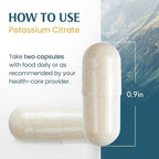 Vykee Nutrition Potassium Citrate Capsules - Supplements for Electrolyte Balance, Muscle & Heart Health - Vegan, Non-GMO, Gluten Free - 500 mg, 120 Count