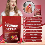 Cayenne Pepper Softgels Supplement, Supports Leg Vein, Heart and Blood Vessel Health, with Vitamin E D3+K2 and Extracts of Grape Seed, Hawthorn, Beetroot, Berberine and Others (Softgels / 1 Bag)
