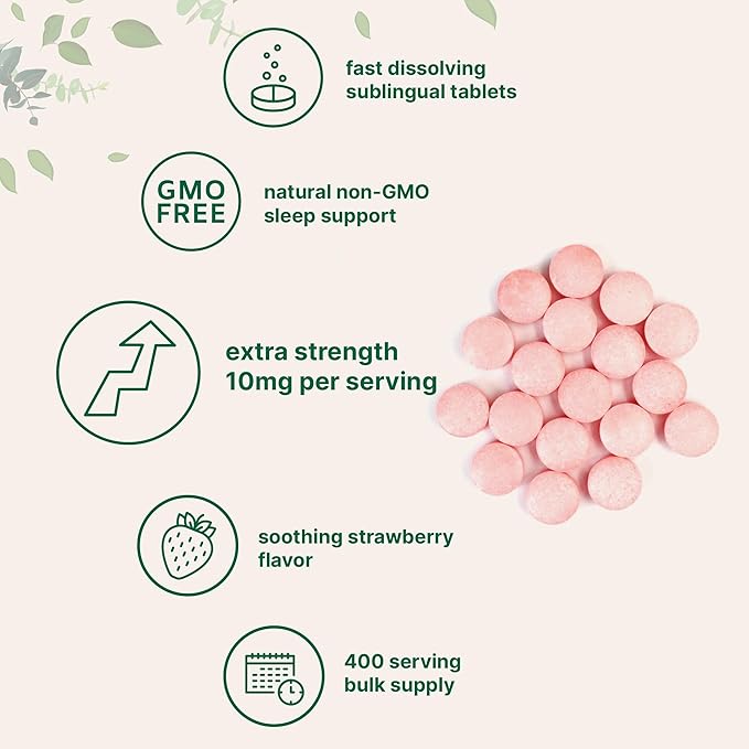 Micro Ingredients Melatonin 10mg, 400 Tablets | Natural Strawberry Flavor | Fast Dissolve | No Drug | Vegetarian Friendly | Non-GMO, No Gluten, Sugar Free