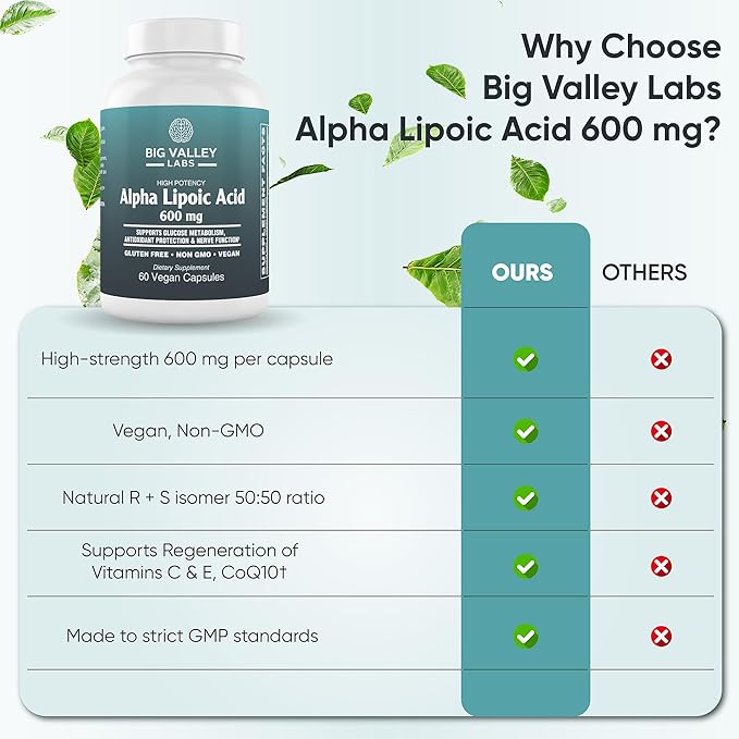 Alpha-Lipoic Acid 600 mg – High-Potency Antioxidant Support – Supports Cellular Health & Energy Metabolism – Vegan, Non-GMO, Gluten-Free – 60 Capsules