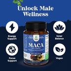 Potent Black Maca Root Capsules for Men - Herbal Wellness Supplement with Siberian Ginseng Ashwagandha and Black Maca Root - Men’s Wellness Supplement to Support General Health - 60 Count