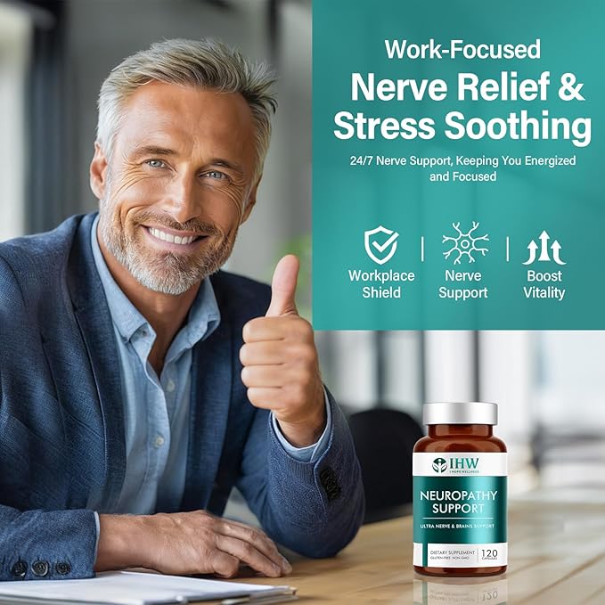 IHW Nerve Savior for Neuropathy, 120 Capsules Neuropathy Supplements, with 600 Mg Alpha Lipoic Acid & B Vitamins, Fortifying Nerves in Fingers, Hands, Toes, & Feet, Peripheral Relief Support