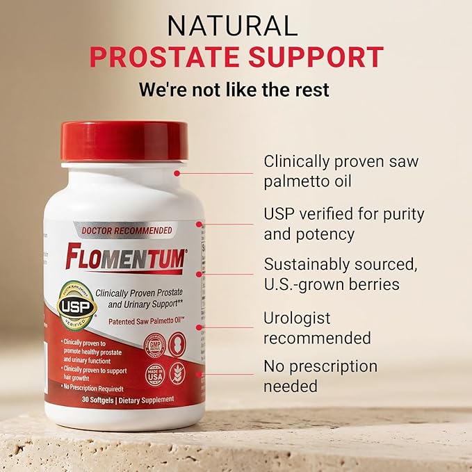 Flomentum® Saw Palmetto for Men Prostate Supplement | Prostate Support Supplement for Men's Health | USP Verified - Healthy Urinary Flow & Urinary Function - 320mg Once Daily (30 Count)