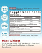 Vitalibre Magnesium Complex with Ashwagandha & L-Theanine - Stress Relief, Bone & Relaxation Support - w/Vitamin D3, B6 - Glycinate, Citrate, Malate, Taurate - 180 Vegan Capsules, Non-GMO, Gluten free
