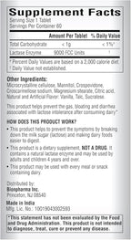 A+Health Dairy Relief Lactase Enzyme 9000 FCC Chewable Tablets, 60 Count, Fast Acting, Dye-Free, Dietary Supplement, Vanilla Flavor, Single Serve Pouches, for Adults and Children 4 Years and Up