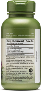 GNC Herbal Plus Milk Thistle 200mg Supplement, Vegetarian, Supports Healthy Liver Function, 100 Servings