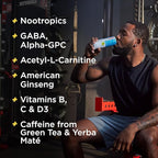 LIFEAID Energy Blend Nootropics Drink for Brain Fuel AlphaGPC GABA BComplex Yerba Mate Green Tea 100 Clean100mg Natural Caffeine 12oz. cans Pack , FOCUSAID, 12 Fl Oz (Pack of 4)