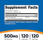 Nutricost Niacin (Flush-Free) Inositol Hexanicotinate 500mg, 120 Capsules, Vitamin B3