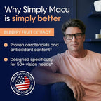Simply Macu MD – Advanced Vision Support Supplement - 90 Capsules, 3 Month Supply - with Lutein, Zeaxanthin, Meso-Zeaxanthin & Astaxanthin – Bilberry Extract – Vegan, Non-GMO, Gluten Free