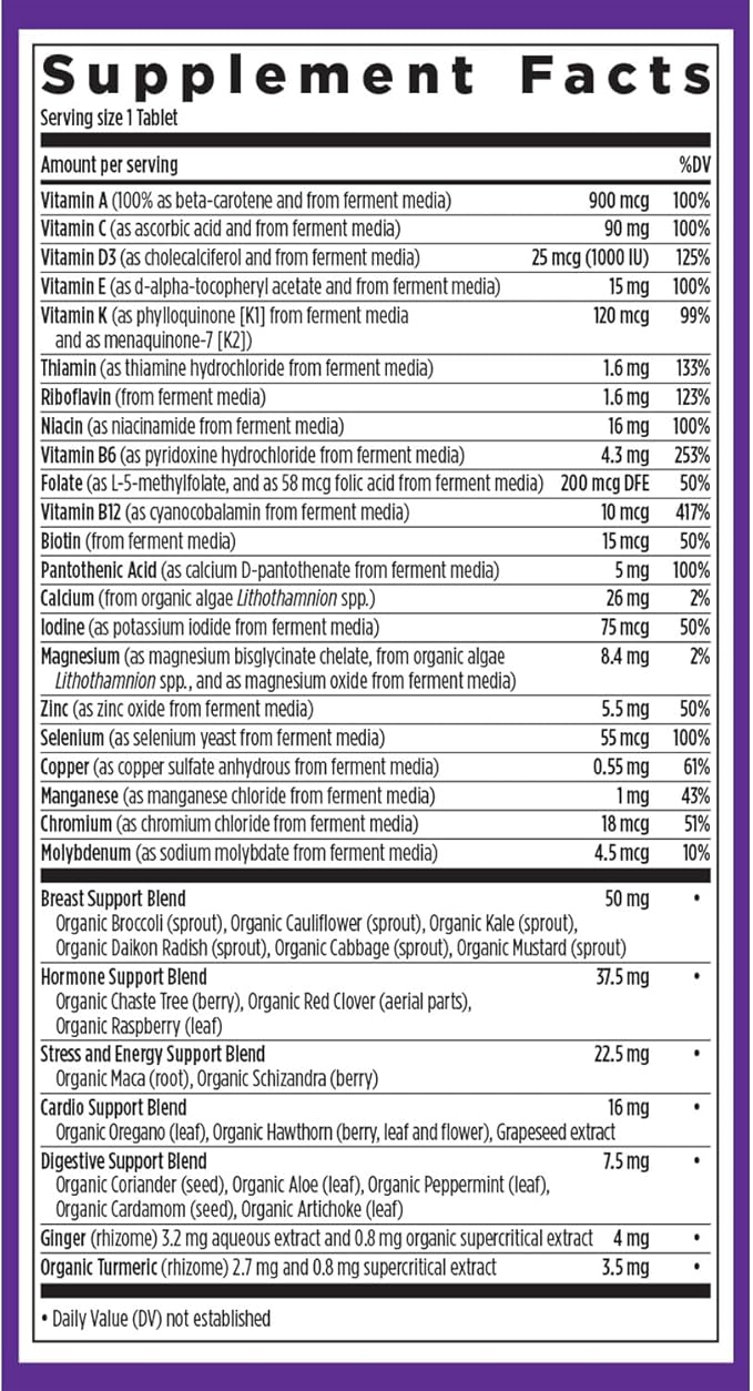 New Chapter Women’s Multivitamin 40+, extra B6 & B12, Biotin for Hair Growth, D3, Vit C, Zinc for Immune & Stress Support, Gentle on an Empty Stomach, One Daily, Non-GMO, Gluten-Free, 96 Tablets