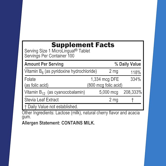 Superior Source No Shot Vitamin B-12 Cyanocobalamin 5000 mcg, B-6, Folic Acid 800 mcg - Support Brain & Heart Health - Aids Natural Energy Levels - 100 Sublingual Dissolving Tablets