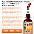 (2 Pack) Vitamin B12 and B6 Liquid Drops, B12 Sublingual Vitamin B Complex - B 12 Vitamin 5000mcg - B12 Methylcobalamin for Energy, Brain, Heart Support with 27,200 mcg, Crimson Orange, 80 Servings