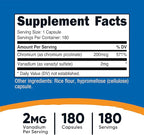 Nutricost Vanadium + Chromium 2mg 180 Vegetarian Capsules - Gluten Free, Non-GMO - Vanadium Supplement