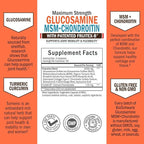 Glucosamine Chondroitin MSM Triple Strength Joint Support Supplement (2 Month Supply) Plus Turmeric Curcumin with Black Pepper Extract 1500mg Complex (2 Month Supply)