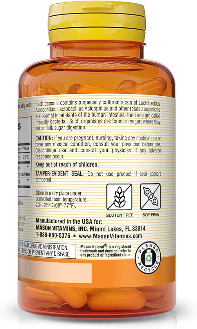 Mason Natural Acidophilus with Pectin Capsules, Digestive Aid - 100 Ea