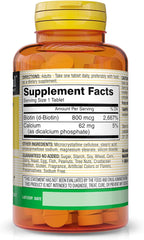MASON NATURAL Biotin 800 mcg, Hair, Skin & Nail Health Support, High Potency Vitamin B7 Supplement, 60 Tablets (Pack of 3)