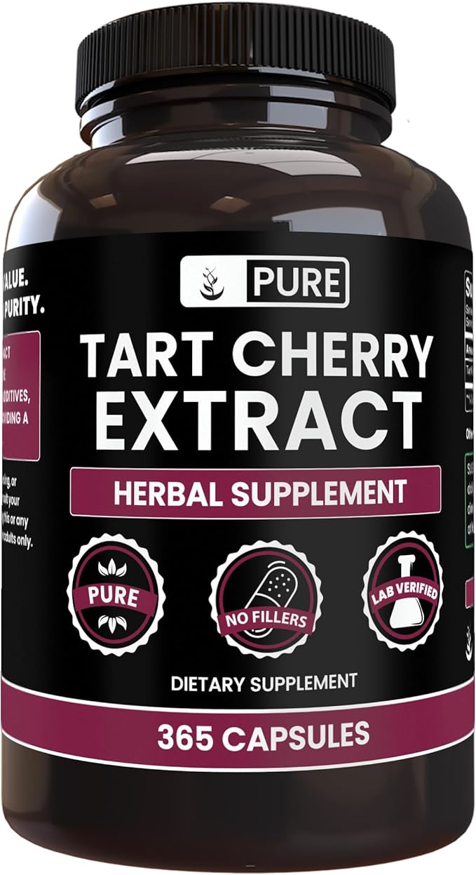 PURE ORIGINAL INGREDIENTS Tart Cherry Extract (365 Capsules) No Magnesium Or Rice Fillers, Always Pure, Lab Verified