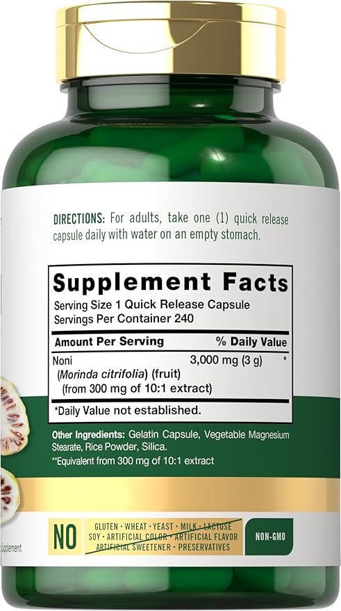 Carlyle Noni Fruit Capsules | 240 Count | Non-GMO, Gluten Free | Traditional Herb Supplement
