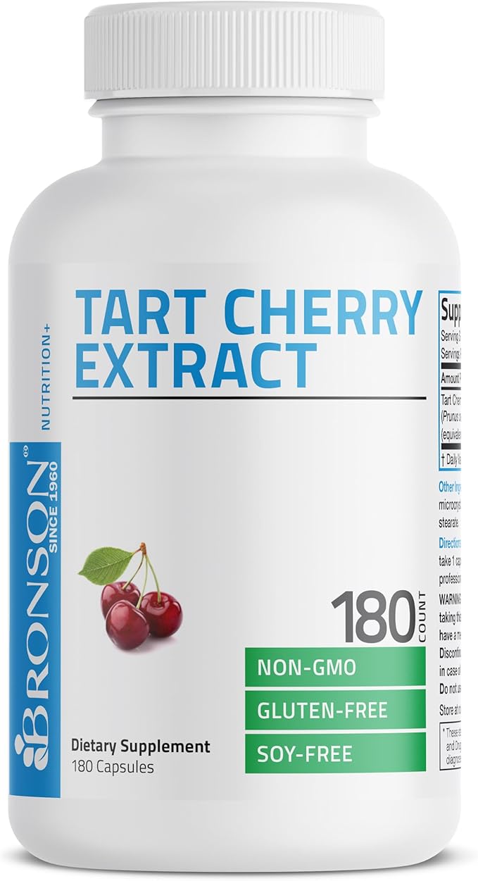 Bronson Tart Cherry Extract 2500 mg Vegetarian Capsules with Antioxidants and Flavonoids Non-GMO, 180 Count