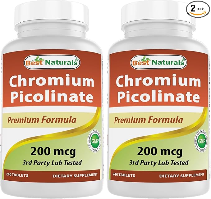 Best Naturals Chromium Picolinate Tablet, 200 mcg, 240 Count (Pack of 2)