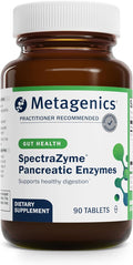 Metagenics SpectraZyme Pancreatic Enzymes - Digestive Enzyme Complex for Protein, Fat & Carb Breakdown - Supports Digestion, Gas Relief & Gut Health* - Non-GMO, Gluten-Free - 90 Tablets