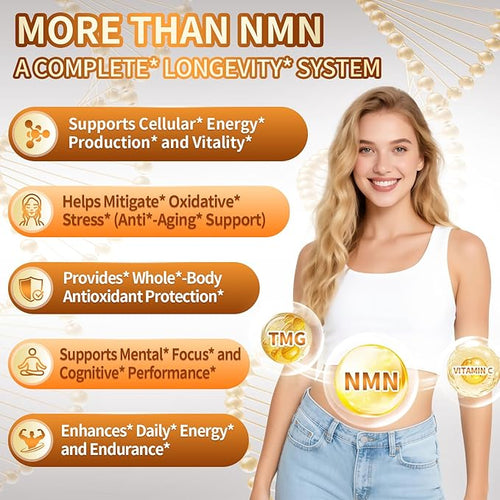 15-in-1 Liposomal NMN Supplement, 2000mg per* Serving*, 120 Day Supply, 99% Pure, NAD+ NMNH Alternative with Nicotinamide Mononucleotide, Resveratrol, TMG, CoQ10, Quercetin & Glutathione, 4 Bottles