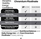 HealthFare Chromium Picolinate 1000mcg | 400 Vegan Tablets | High Absorption Mineral Supplement | Supports Healthy Sugar Metabolism & Nutrient Absorption | Non-GMO, Gluten-Free | Made in USA